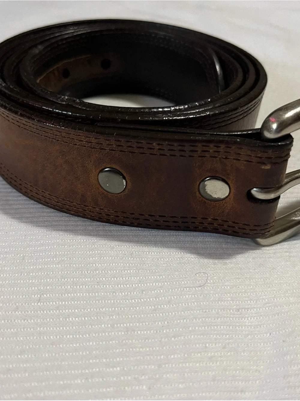 Men's Ariat Brown Leather Belt Size 44-48 w/Silver Hardware